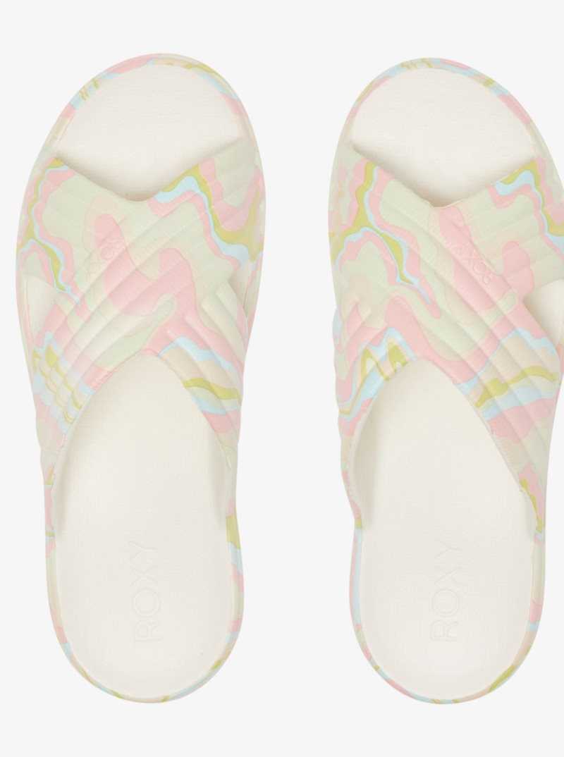 Sandales Roxy Rivie Print Femme Rose Vert Clair | 971028VTB