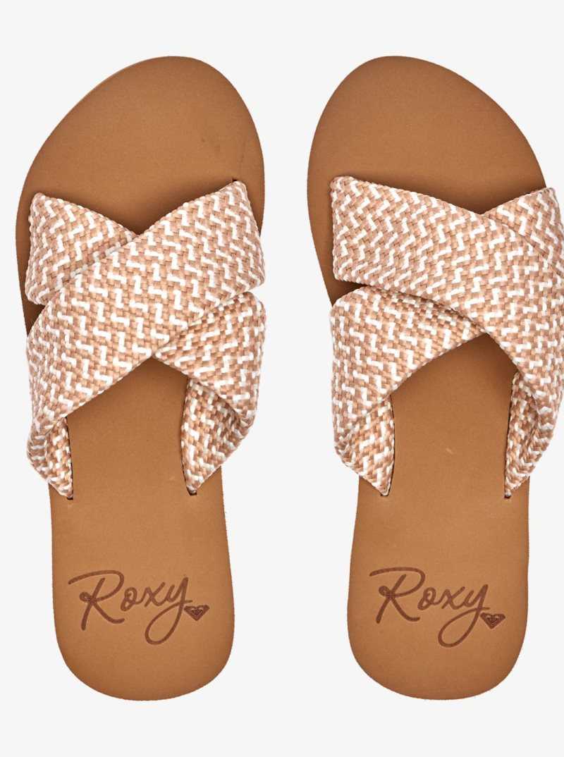 Sandales Roxy Roselani Femme Blanche Kaki | 287941MQA