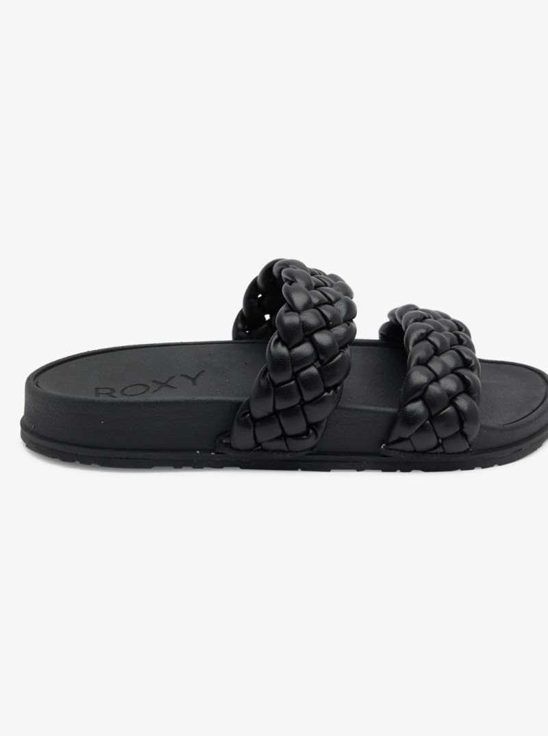 Sandales Roxy Slippy Braided D'eau-Friendly Femme Noir | 031792ZIX