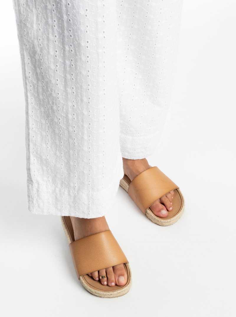 Sandales Roxy Slippy Espadrillas Femme Marron | 674590PZV
