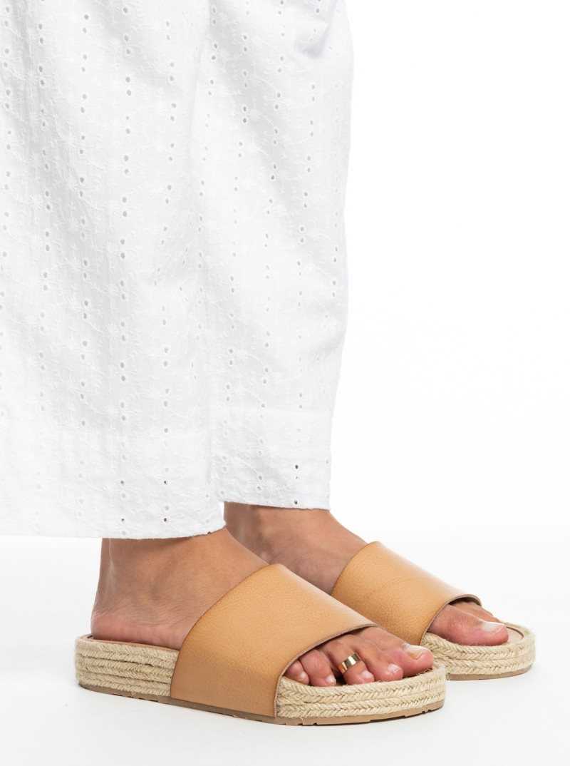 Sandales Roxy Slippy Espadrillas Femme Marron | 674590PZV