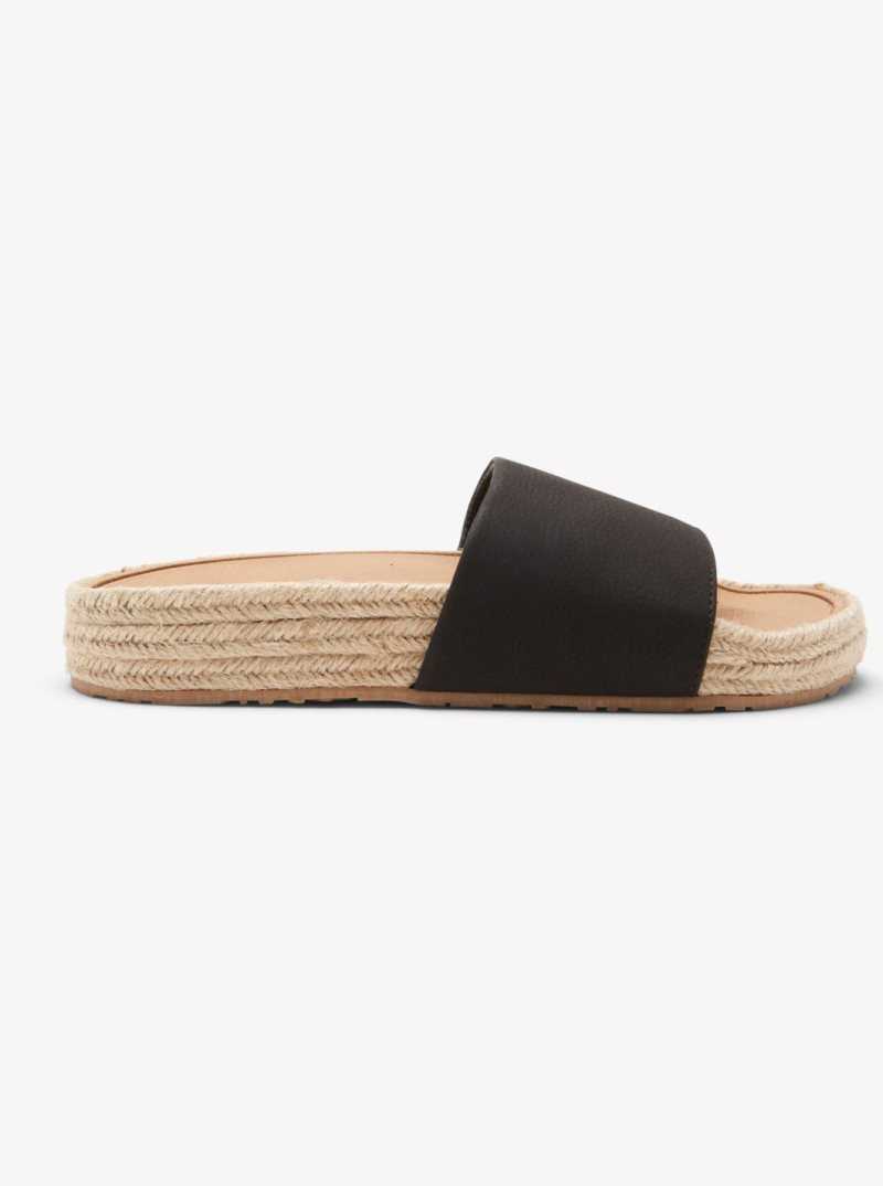 Sandales Roxy Slippy Espadrillas Femme Noir | 069482UHX