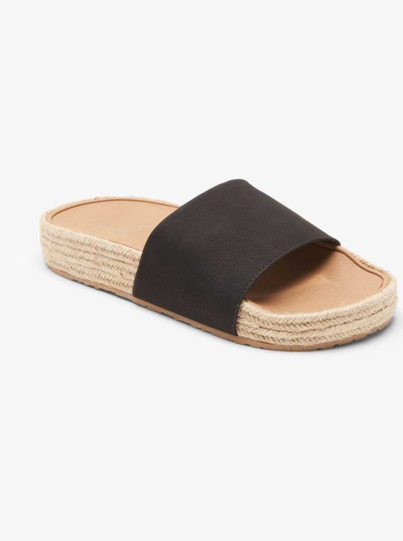 Sandales Roxy Slippy Espadrillas Femme Noir | 069482UHX