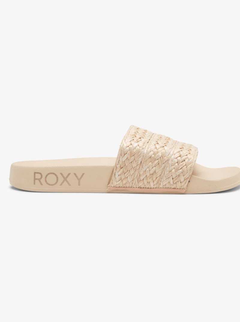 Sandales Roxy Slippy Jute Femme Blanche | 579836WMY