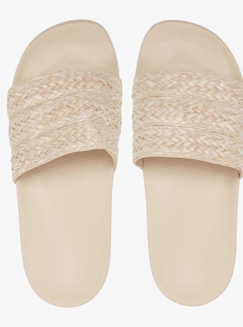 Sandales Roxy Slippy Jute Femme Blanche | 579836WMY