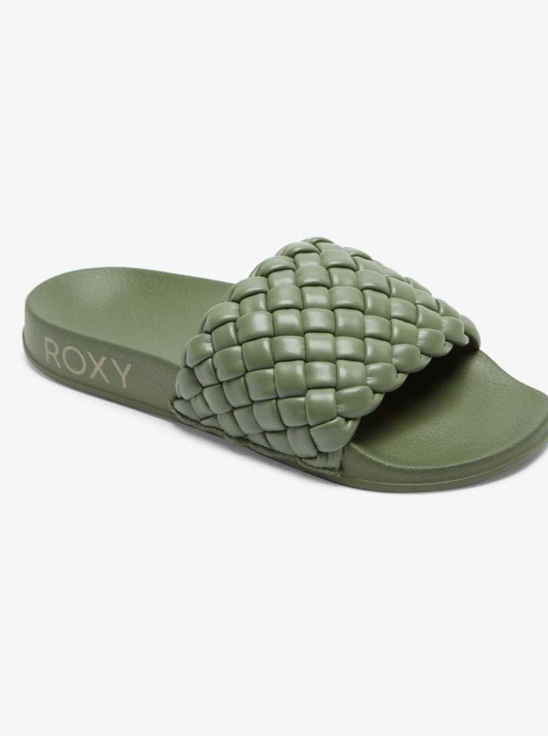 Sandales Roxy Slippy Puff Femme Vert | 731960DIG
