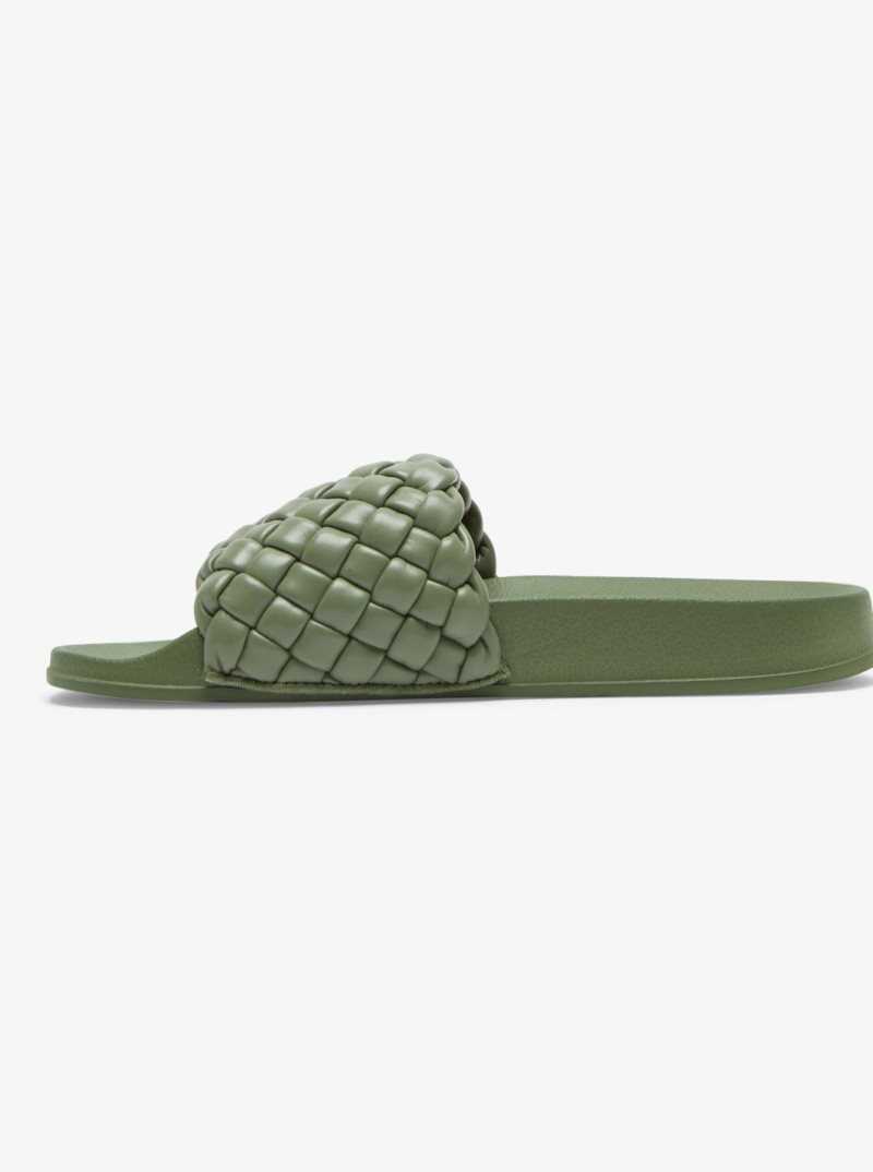 Sandales Roxy Slippy Puff Femme Vert | 731960DIG