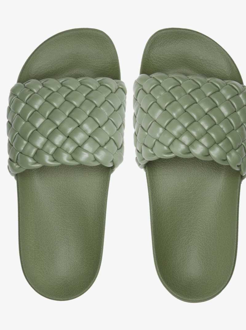 Sandales Roxy Slippy Puff Femme Vert | 731960DIG