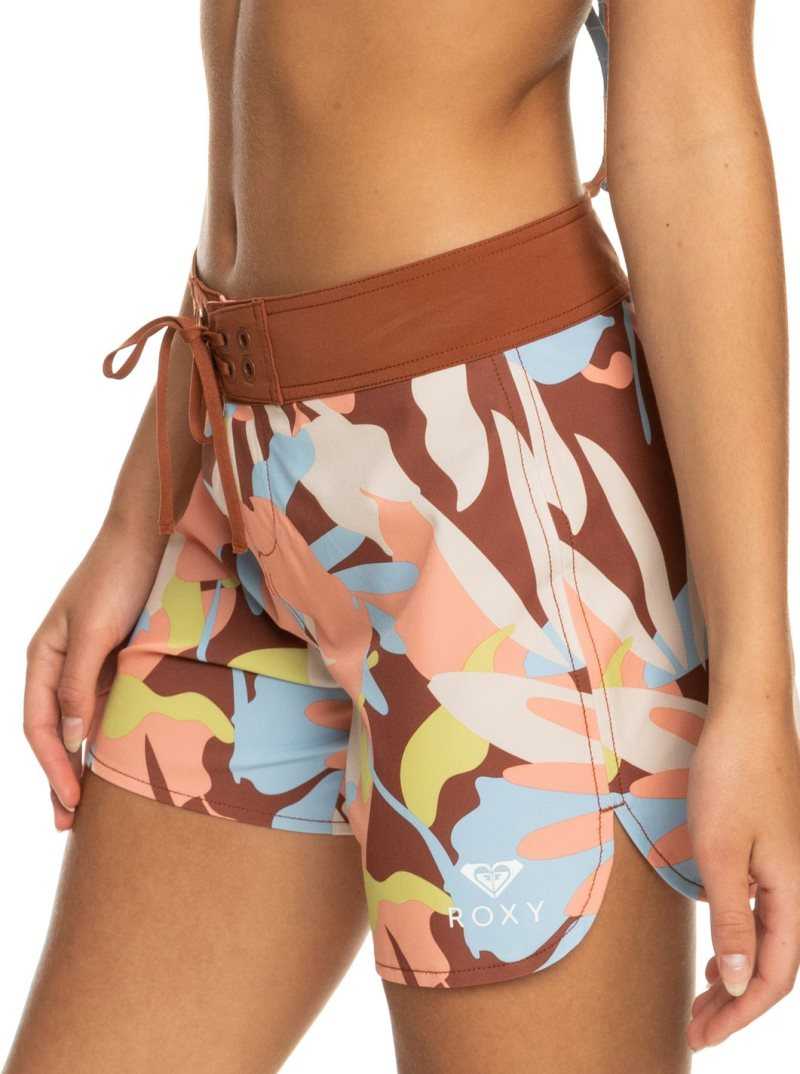 Shorts De Bain Roxy Novelty Zip-Pocket 5' Femme Marron | 478132SDT