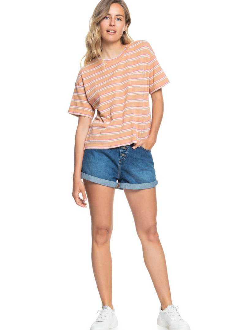 Shorts Roxy Authentic Summer High Denim Femme Bleu | 683954QGT