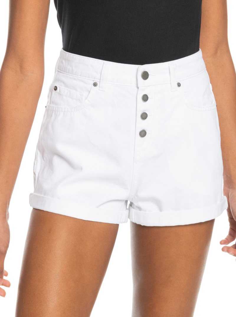 Shorts Roxy Authentic Summer White High Denim Femme Blanche | 897526GMR