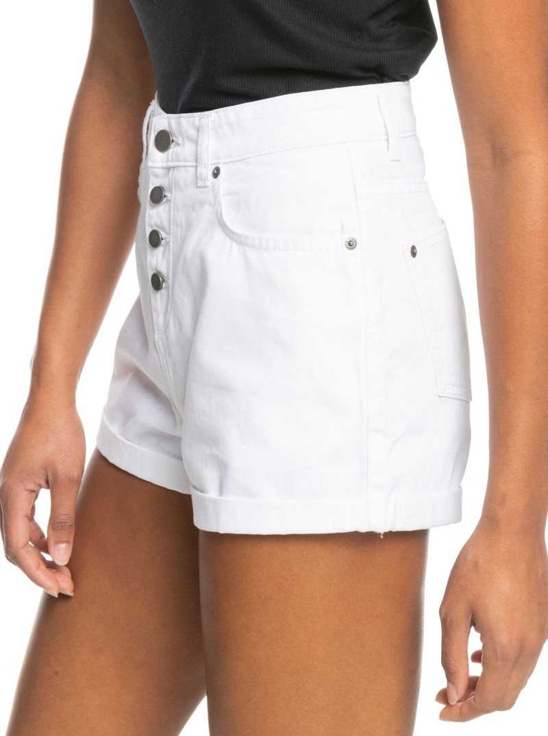 Shorts Roxy Authentic Summer White High Denim Femme Blanche | 897526GMR