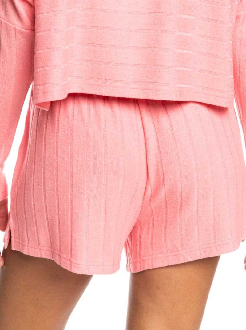 Shorts Roxy Catch Me If You Can Larges Rib Femme Rose | 452986DXZ