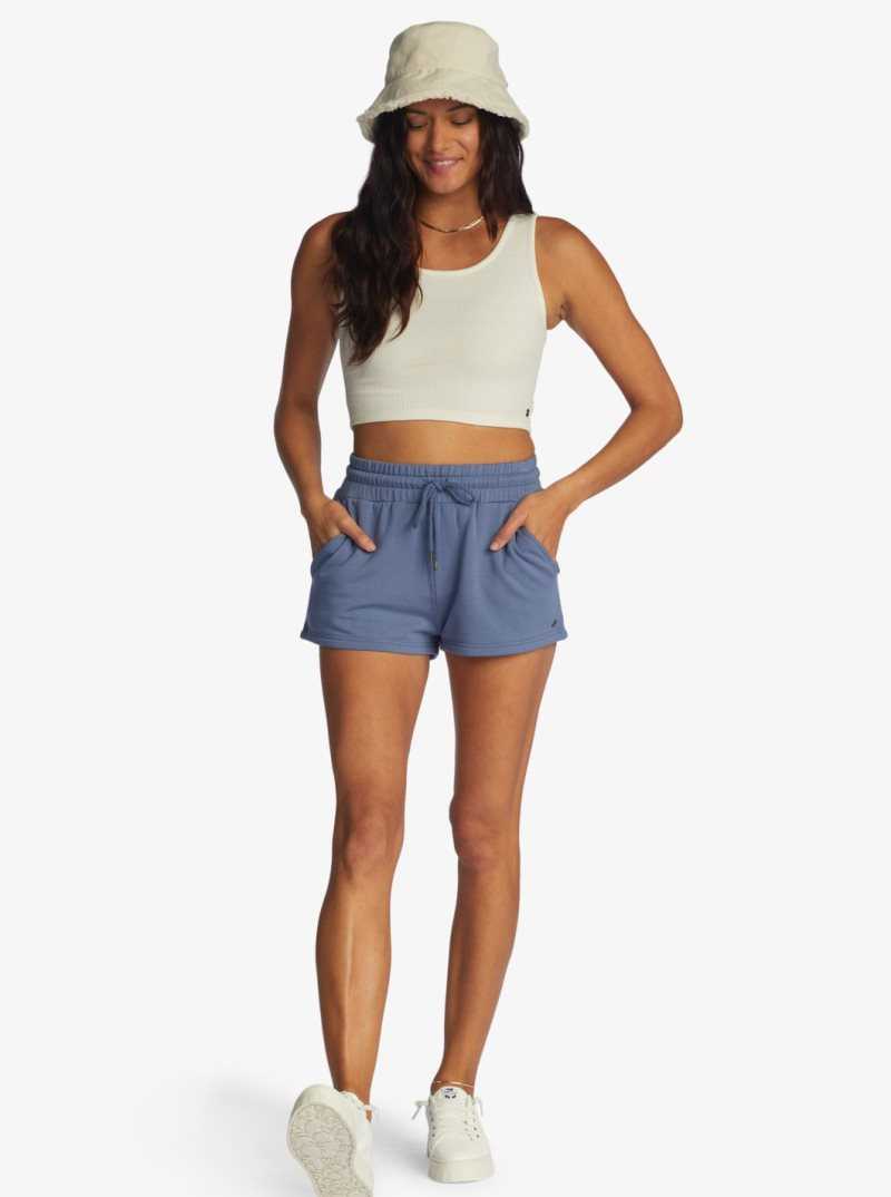Shorts Roxy Check Out Sweat Femme Bleu | 246071CVW