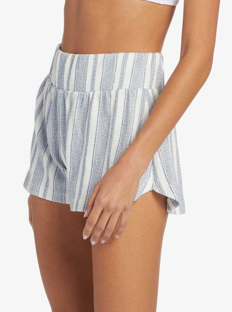 Shorts Roxy Drop A Wave Corta Sweatshirt Femme Blanche Stripes | 671423WUG