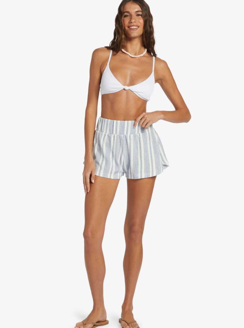 Shorts Roxy Drop A Wave Corta Sweatshirt Femme Blanche Stripes | 671423WUG