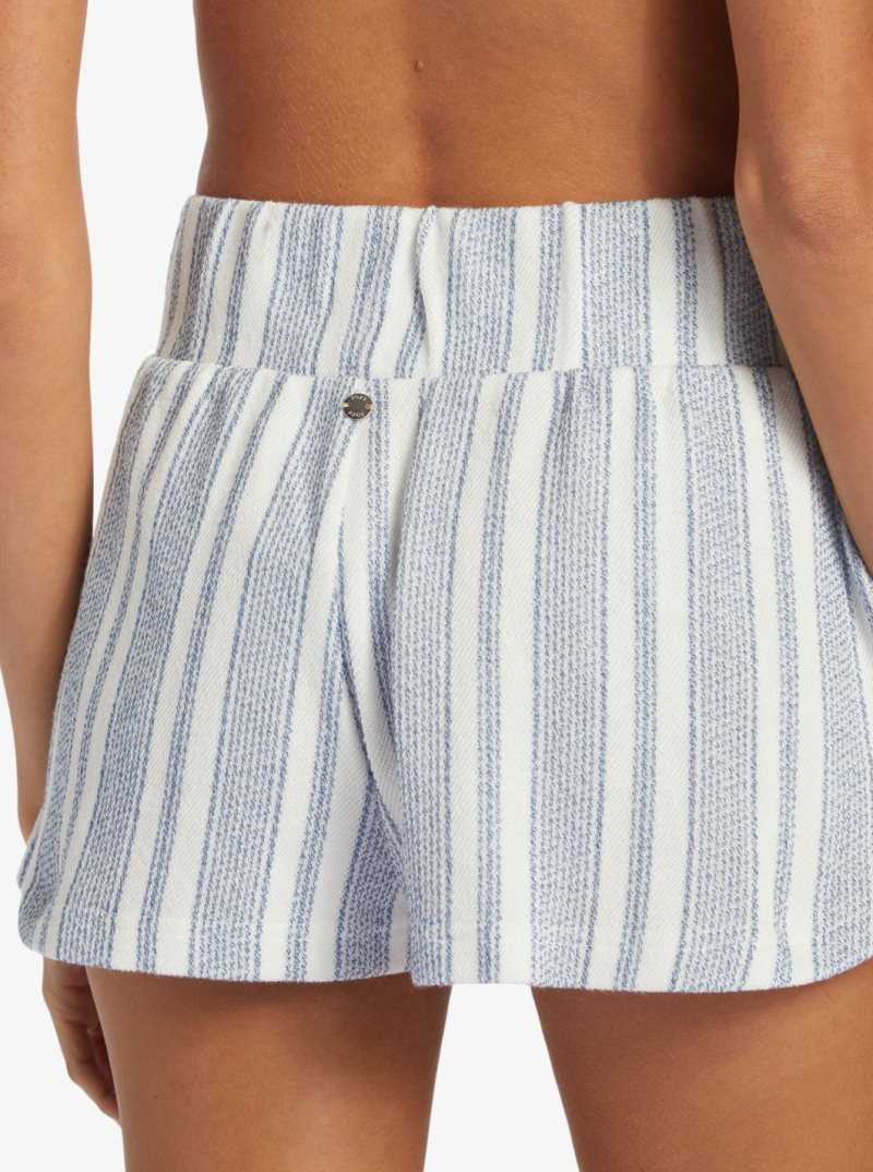 Shorts Roxy Drop A Wave Corta Sweatshirt Femme Blanche Stripes | 671423WUG