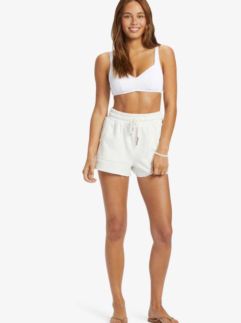 Shorts Roxy Hike Corta Sweatshirt Femme Blanche | 367584NEA