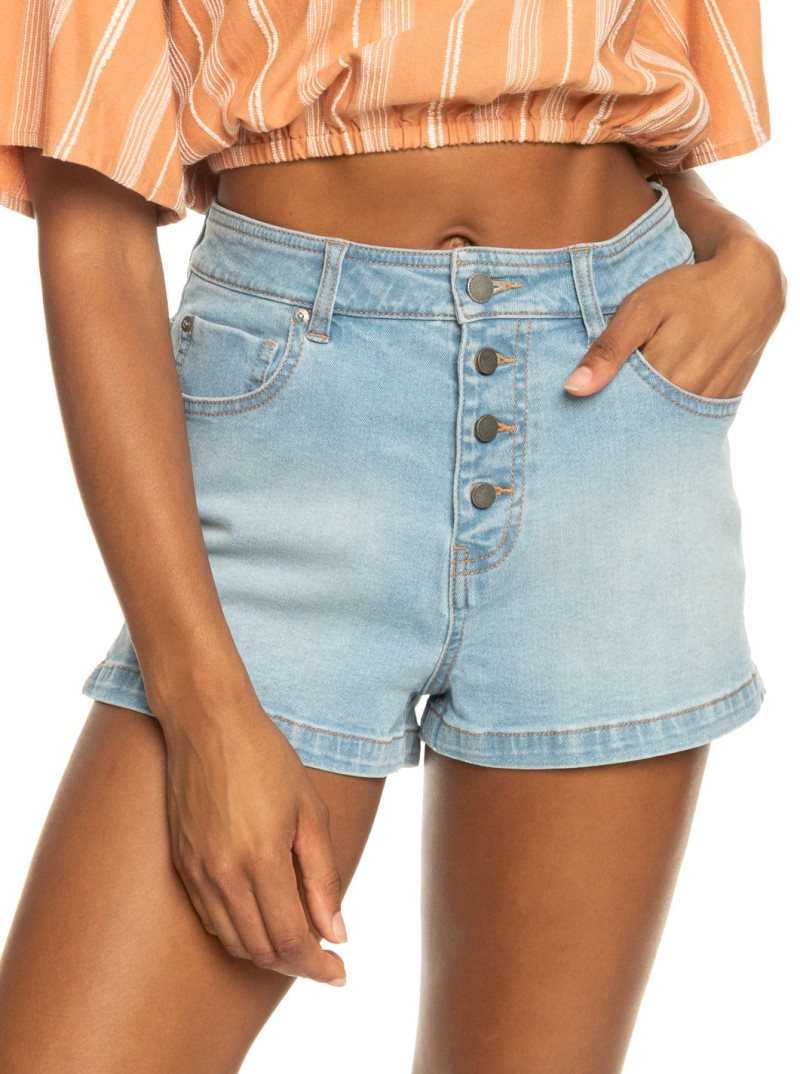 Shorts Roxy Holiday Stuff High High Taille Denim Femme Bleu Clair | 954032PCH