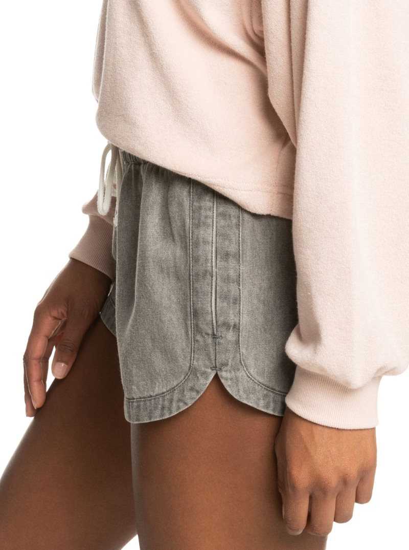 Shorts Roxy New Impossible Denim Femme Grise Clair | 973620LWV
