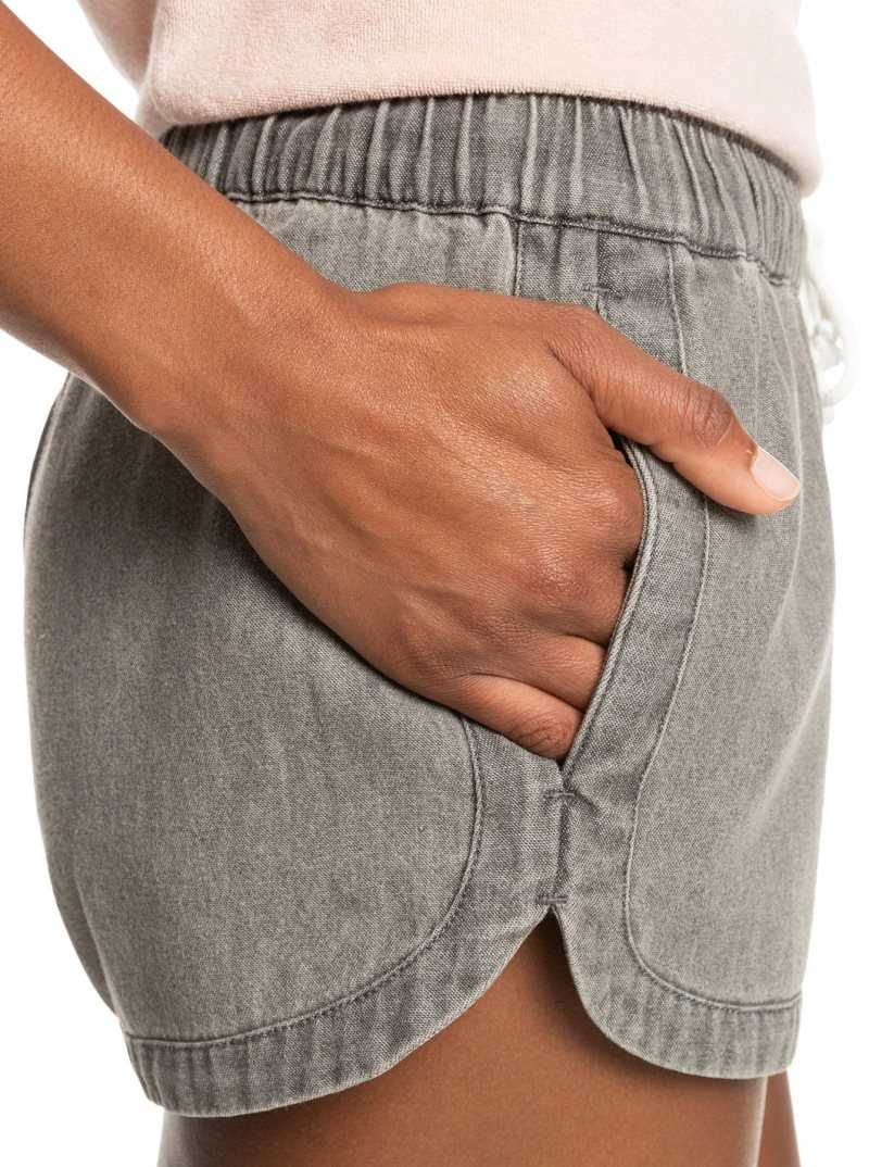 Shorts Roxy New Impossible Denim Femme Grise Clair | 973620LWV