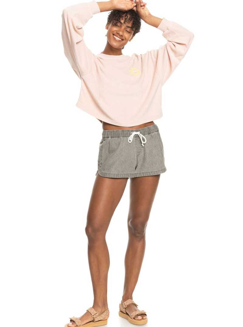Shorts Roxy New Impossible Denim Femme Grise Clair | 973620LWV