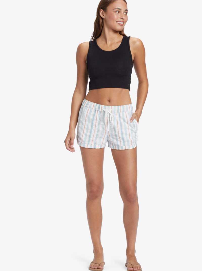 Shorts Roxy New Impossible Love Elasticized Femme Blanche Stripes | 053864NBA