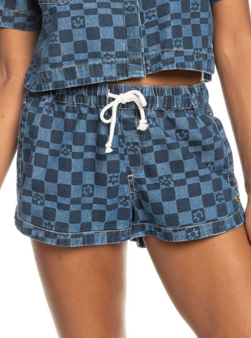 Shorts Roxy New Impossible Printed Denim Femme Indigo | 703846JWI