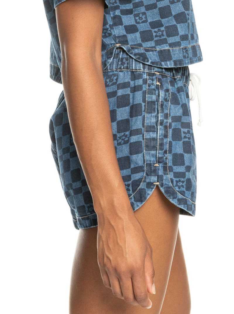 Shorts Roxy New Impossible Printed Denim Femme Indigo | 703846JWI