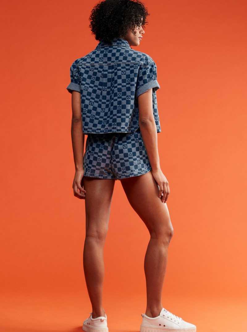 Shorts Roxy New Impossible Printed Denim Femme Indigo | 703846JWI