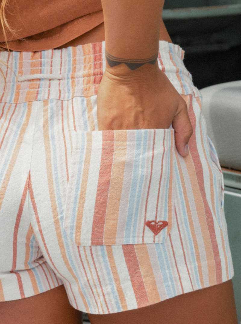 Shorts Roxy Oceanside 2 Stripe Beach Femme Blanche Stripes | 236594DFS