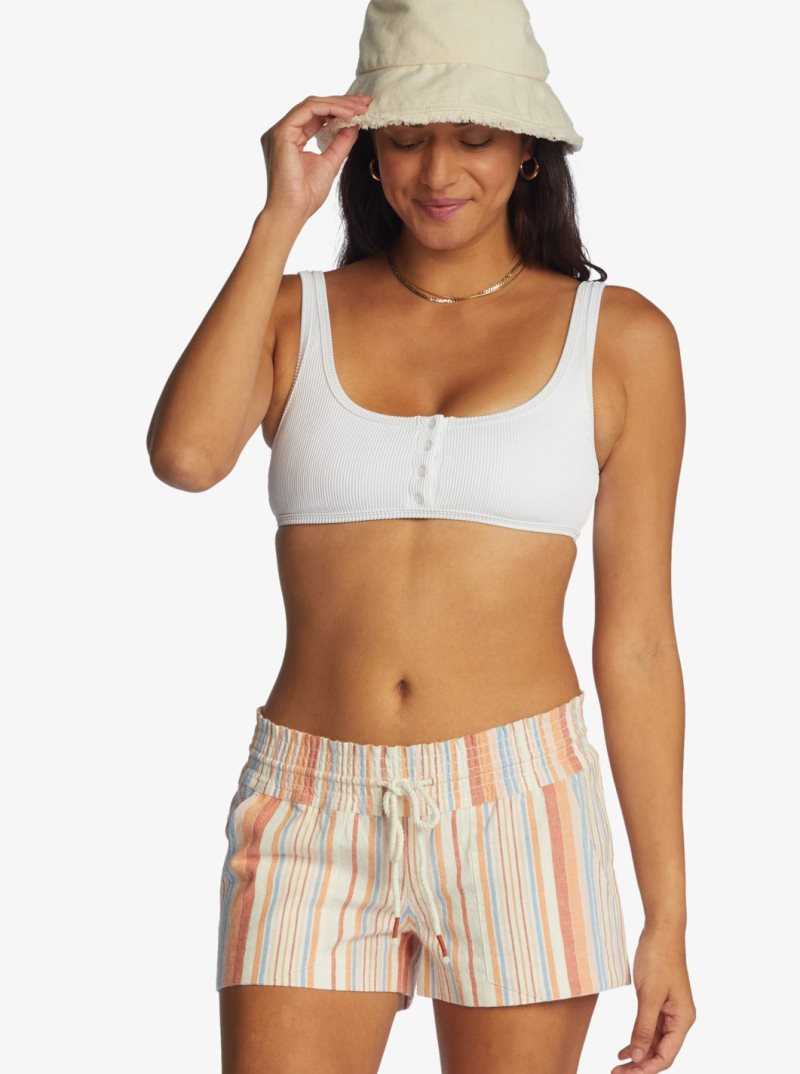 Shorts Roxy Oceanside 2 Stripe Beach Femme Blanche Stripes | 236594DFS