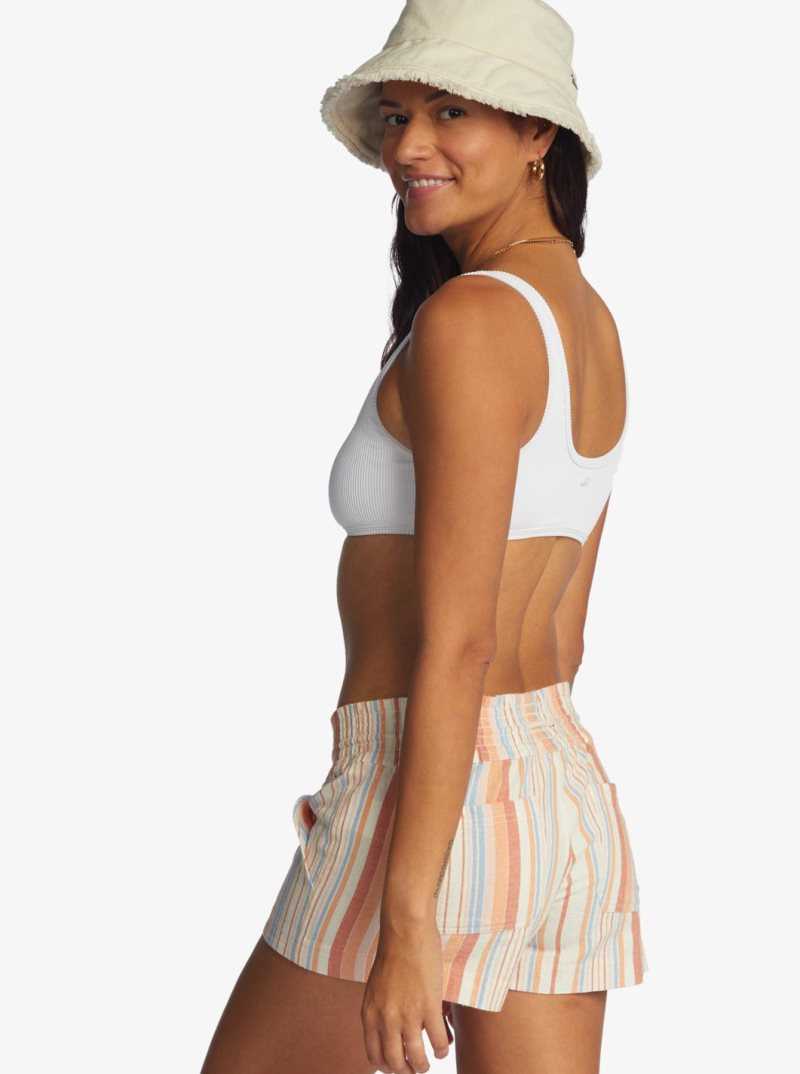 Shorts Roxy Oceanside 2 Stripe Beach Femme Blanche Stripes | 236594DFS