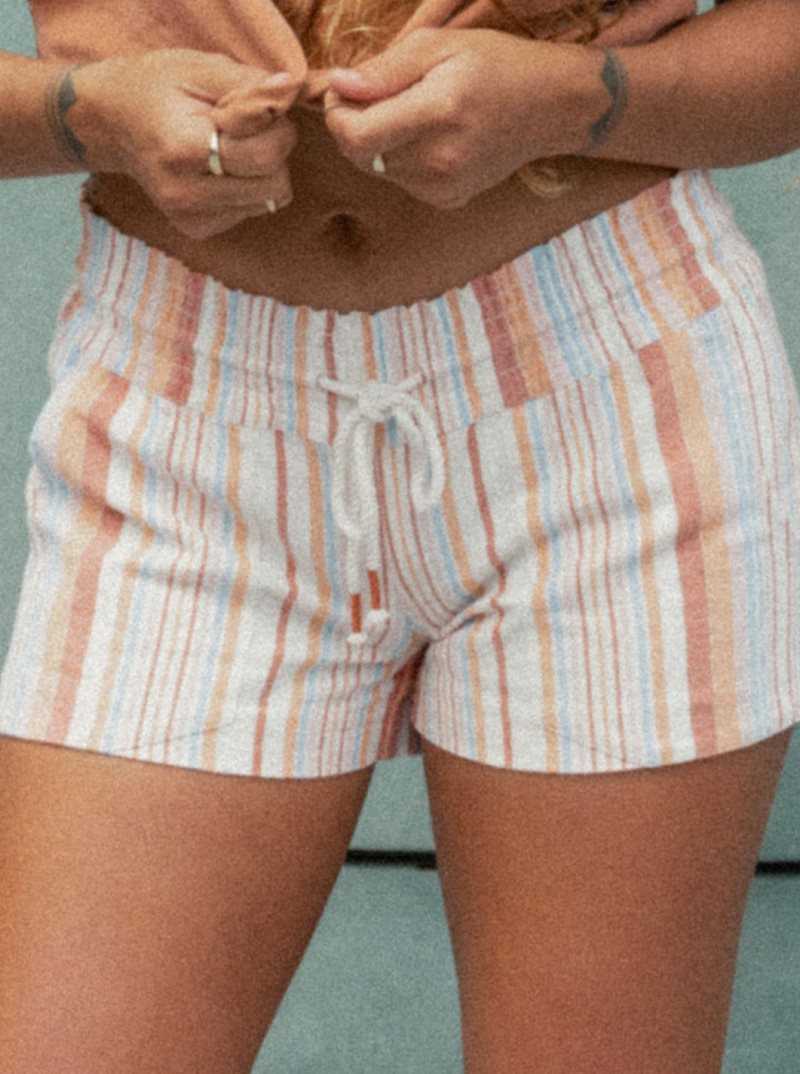 Shorts Roxy Oceanside 2 Stripe Beach Femme Blanche Stripes | 236594DFS