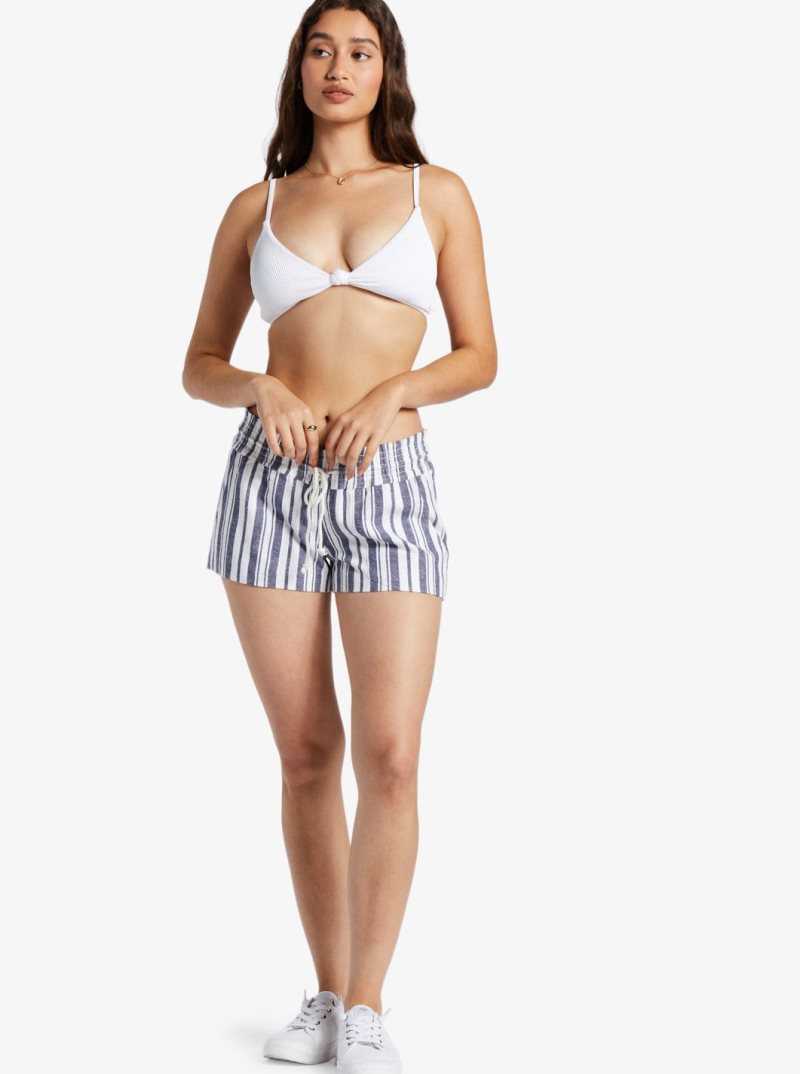 Shorts Roxy Oceanside Elasticized Femme Indigo Stripes | 924567ANO