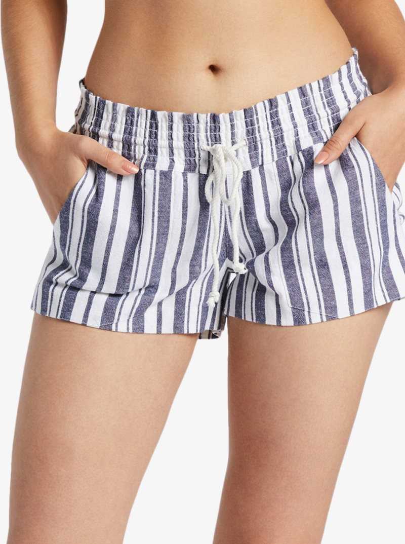 Shorts Roxy Oceanside Elasticized Femme Indigo Stripes | 924567ANO