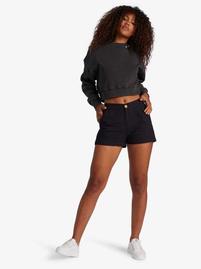 Shorts Roxy Oceanside High Waisted Corta Non-Denim Femme Noir | 036847DWH