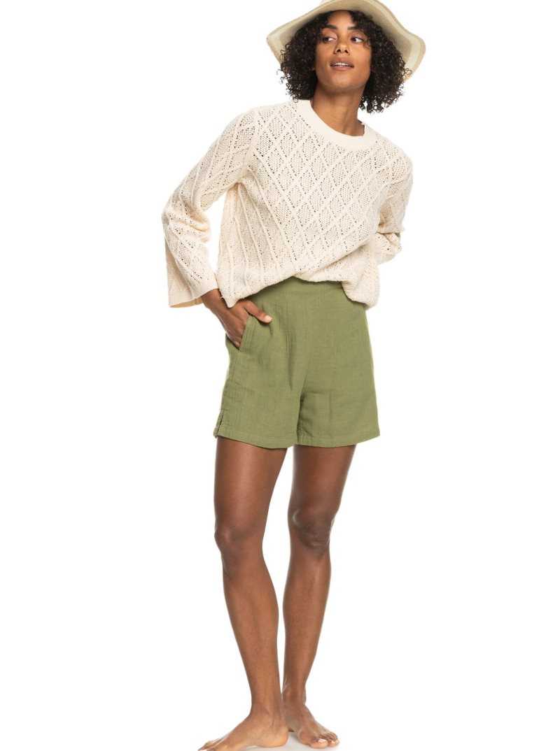 Shorts Roxy Over The Sun Legere Femme Vert Olive Vert | 710293MON