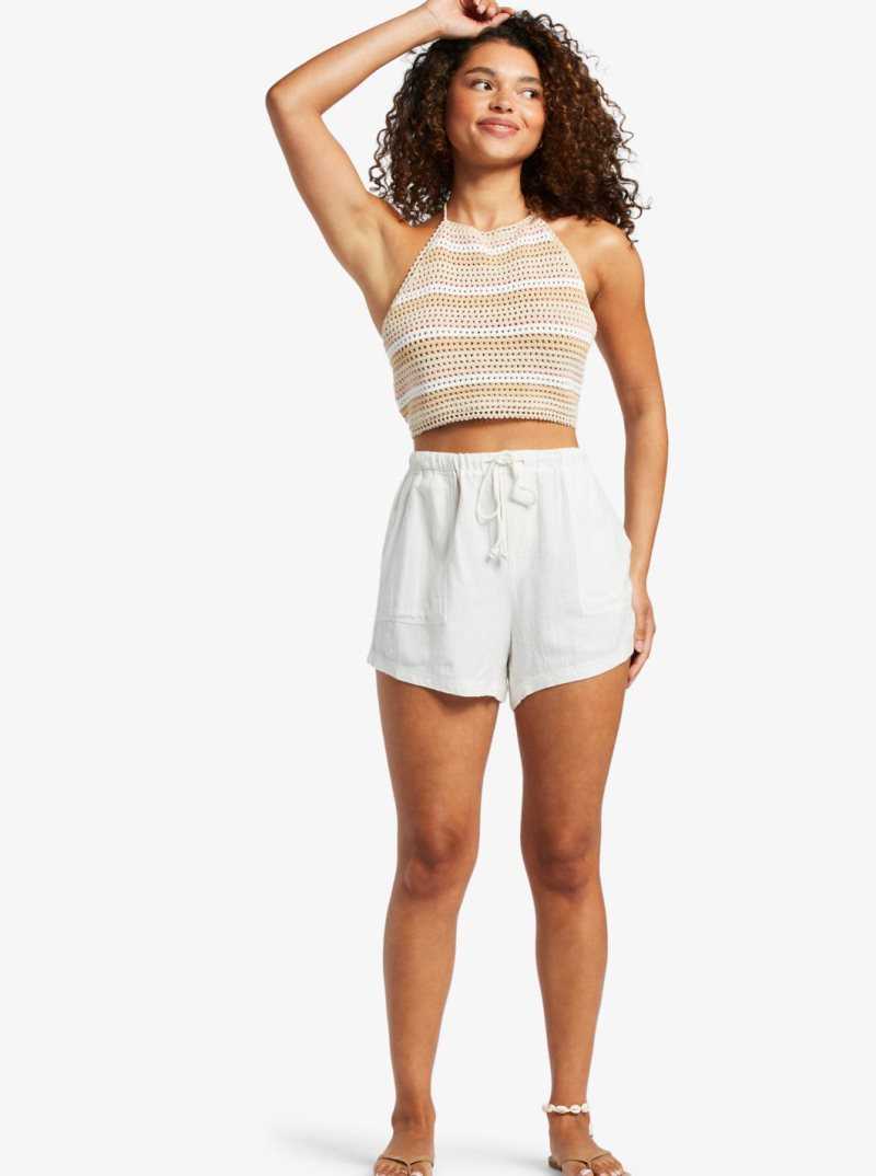 Shorts Roxy Sand And Sea Elastic Femme Blanche | 507943ACE