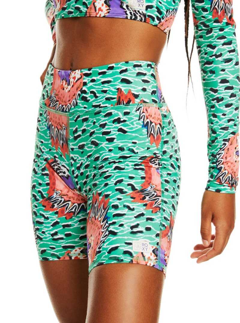 Shorts Roxy Stella Jean Bike Corta Bikini Bottoms Femme Vert | 406392IRJ
