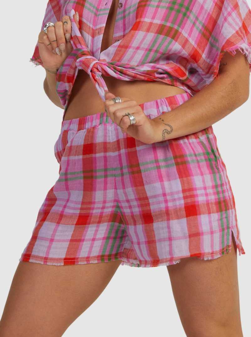 Shorts Roxy Tartan Times Femme Violette | 195680ZJD