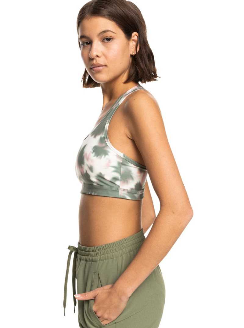 Soutien Gorge Sport Roxy Back To You Printed Racerback Femme Vert Foncé | 812394PLG