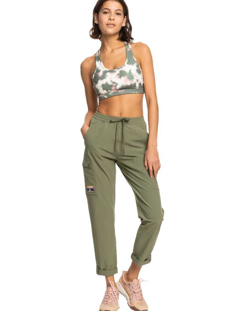 Soutien Gorge Sport Roxy Back To You Printed Racerback Femme Vert Foncé | 812394PLG