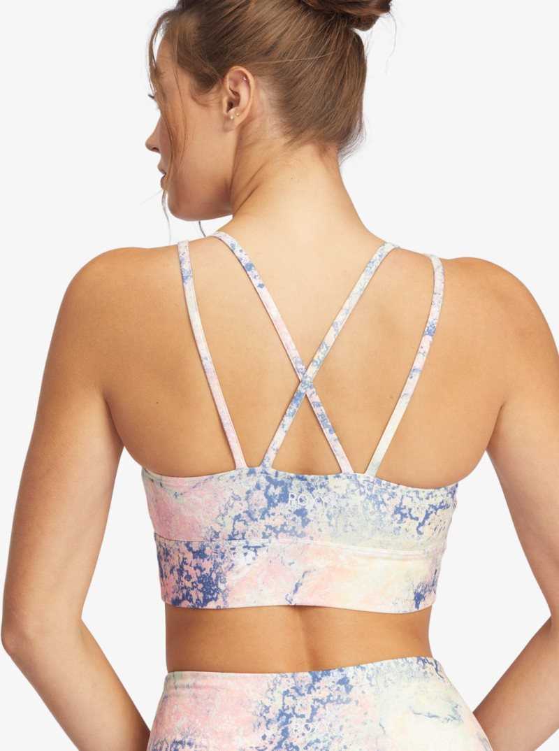 Soutien Gorge Sport Roxy Kaileo Elongated Femme Blanche Vert | 016935QXT