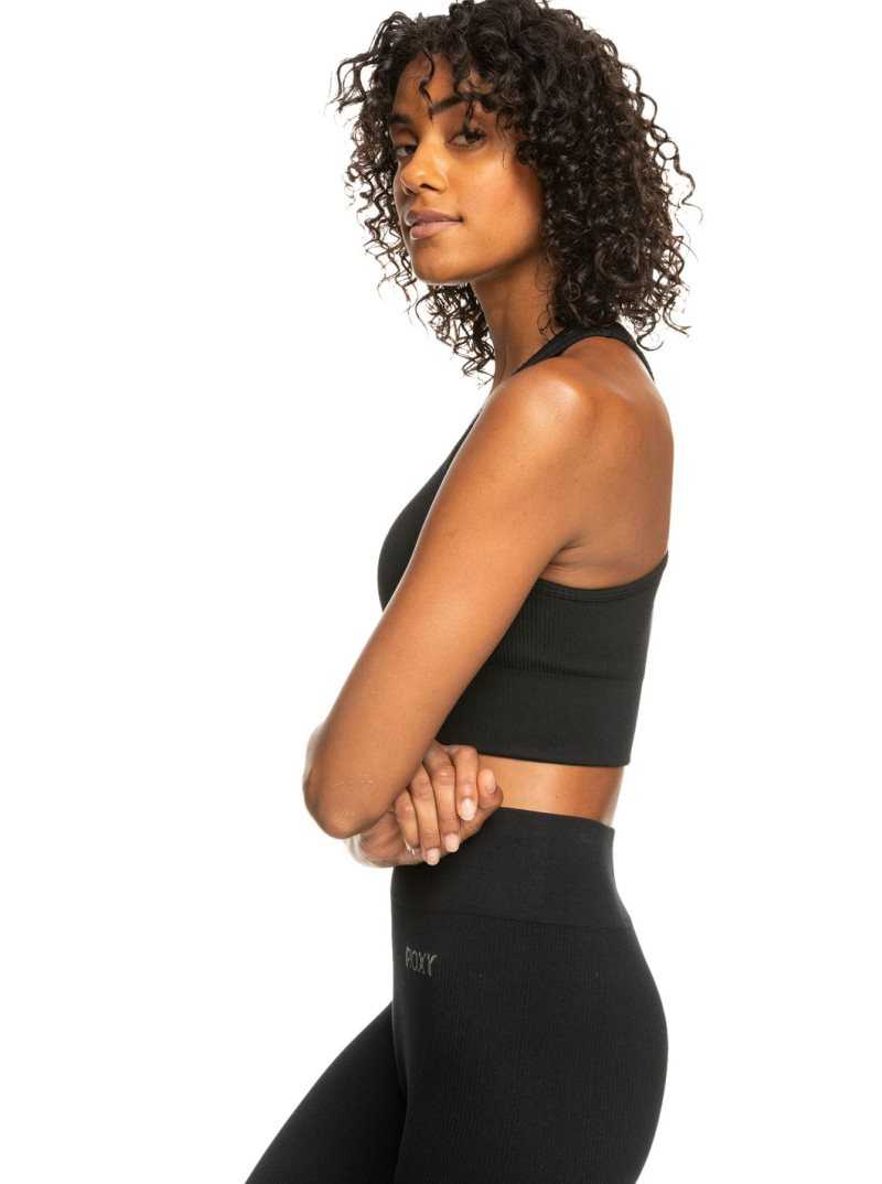 Soutien Gorge Sport Roxy Leave A Little Love Rib Femme Noir | 310894RYH