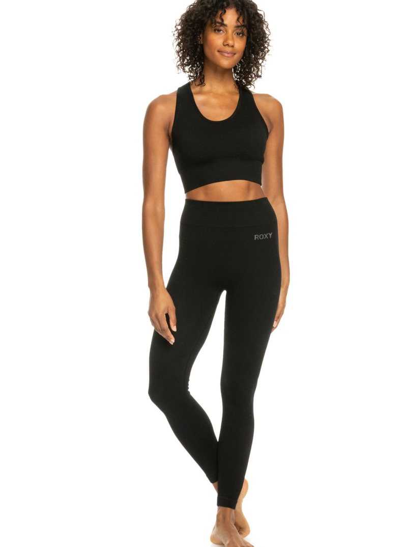 Soutien Gorge Sport Roxy Leave A Little Love Rib Femme Noir | 310894RYH