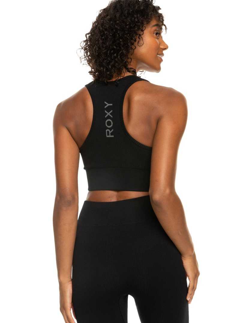 Soutien Gorge Sport Roxy Leave A Little Love Rib Femme Noir | 310894RYH