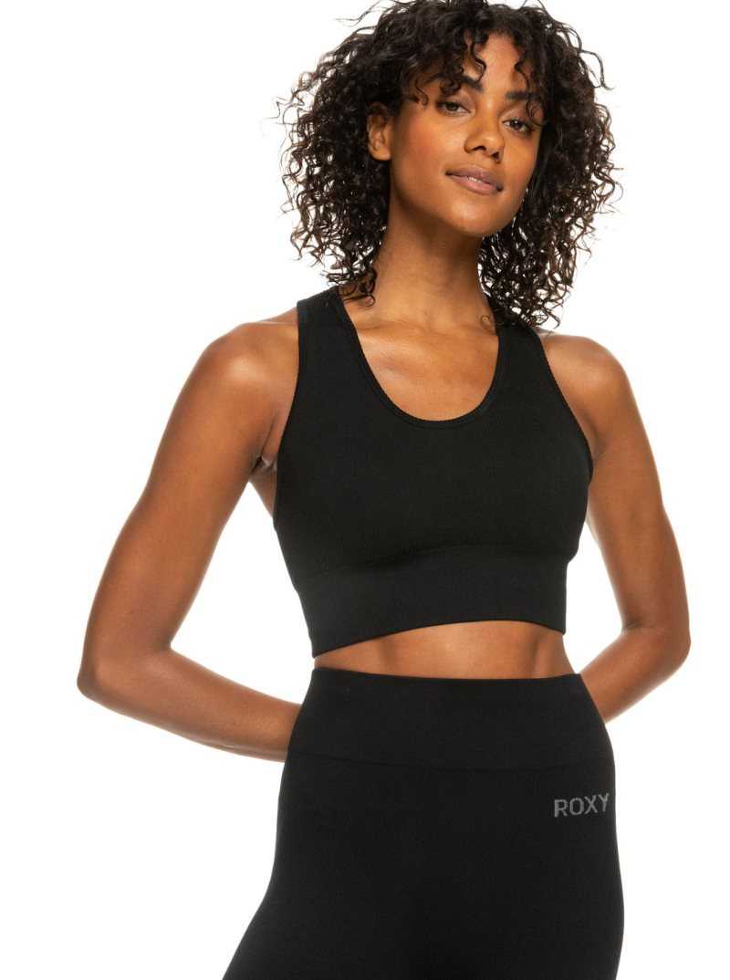 Soutien Gorge Sport Roxy Leave A Little Love Rib Femme Noir | 310894RYH