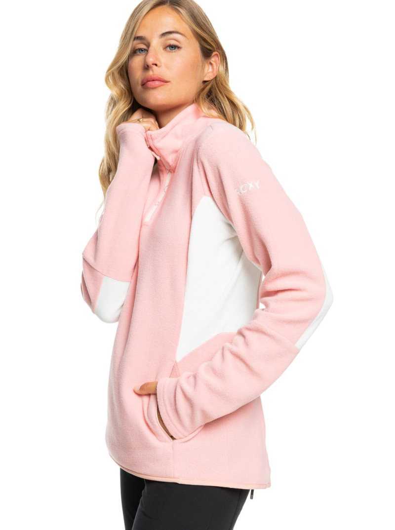 Toison Roxy Sayna Half-Zip Femme Rose | 906184EYO