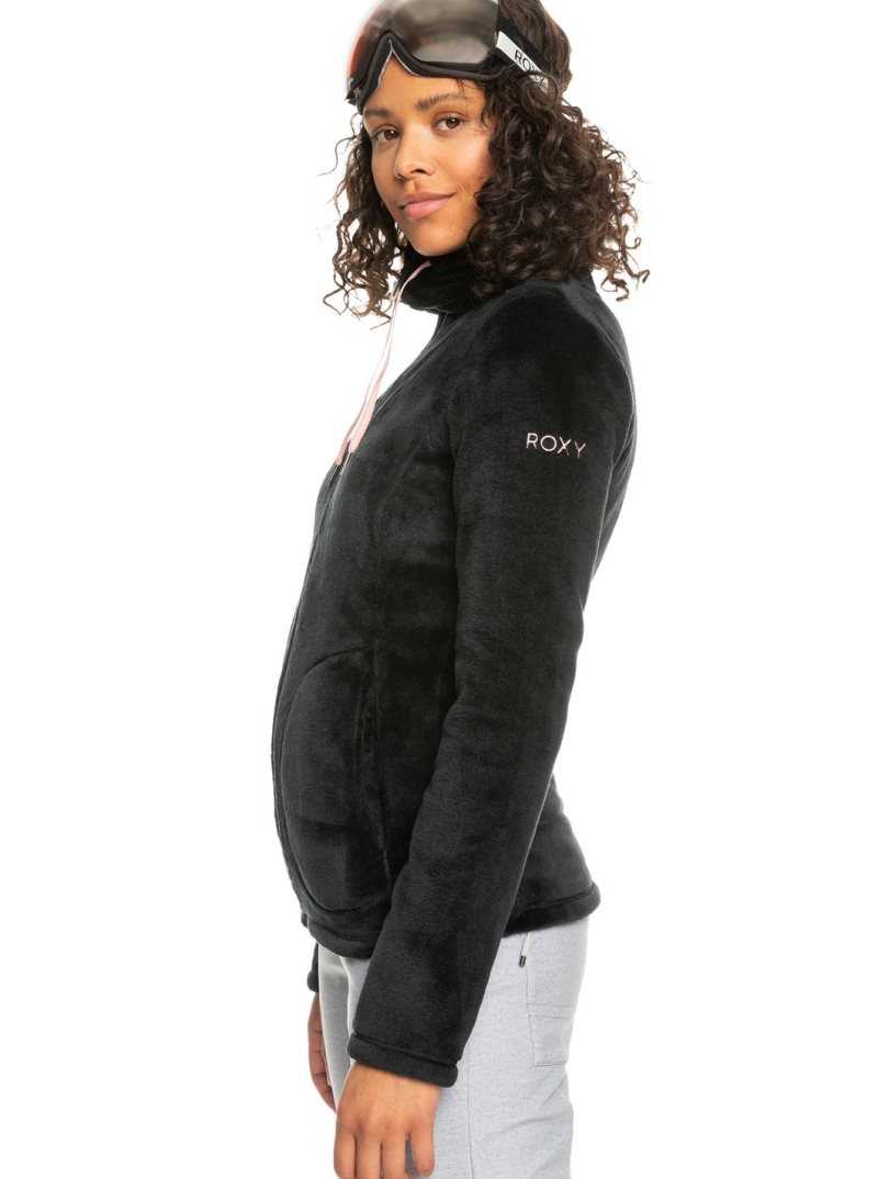 Toison Roxy Tundra Zip-Up Femme Noir | 142539PDZ